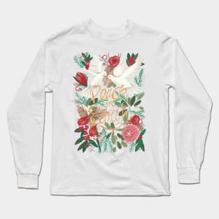 Christmas peace on earth doves botanical floral greenery Long Sleeve T-Shirt